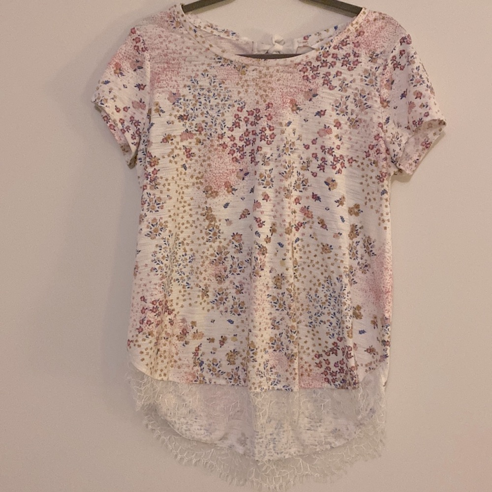 Lauren Conrad Floral Lace Hem Tee